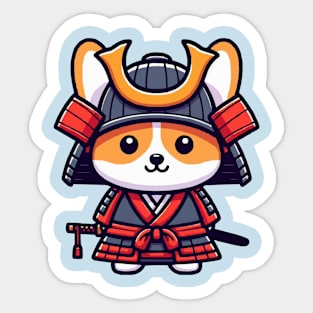 cute corgi samurai warrrior Sticker